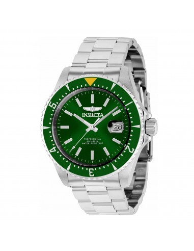 Invicta Men's Watch - Pro Diver Rotating Bezel Green Dial Silver Bracelet | 36782 brillant des détails fins