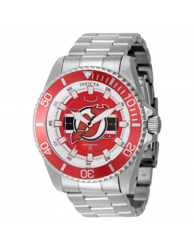 Invicta Men's Watch - NHL New Jersey Devils Silver Tone, Red Rotating Bezel | 42253 de France