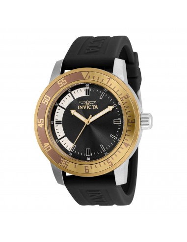 Invicta Men's Watch - Specialty Light Brown and Gold Tone Bezel Black Strap | 35680 Paris Déstockage Promo