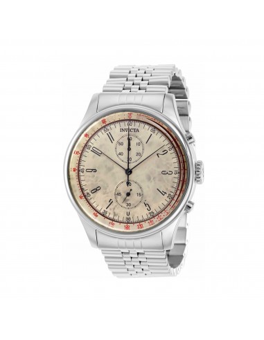 Invicta Men's Quartz Watch - Vintage Chronograph Beige Dial Silver Bracelet | 40850 solde