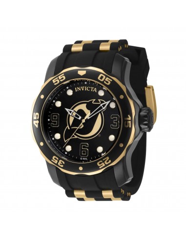 Invicta Men's Watch - NHL New Jersey Devils Rotating Bezel Black Rubber Strap | 42310 Paris Déstockage Promo