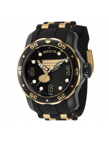 Invicta Men's Watch - NHL St. Louis Blues Rotating Bezel Black Rubber Strap | 42313 france