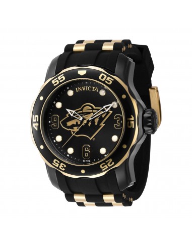 Invicta Men's Watch - NHL Minnesota Wild Rotating Bezel Black Silicone Strap | 42317 les ctes