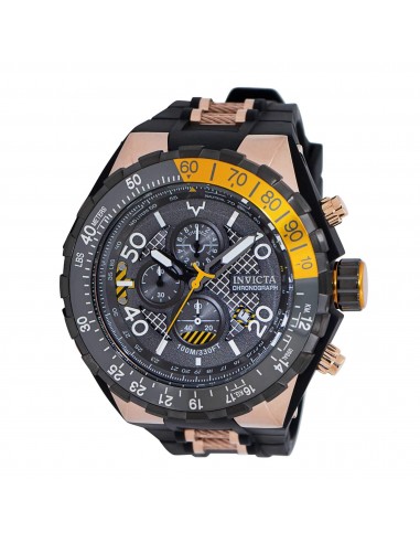 Invicta Men's Watch - Aviator Quartz Chronograph Grey Dial Black Rubber Strap | 40124 la chaussure