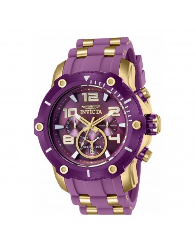 Invicta Men's Chronograph Watch - Pro Diver Quartz Purple Dial Two Tone Strap | 40805 la chaussure