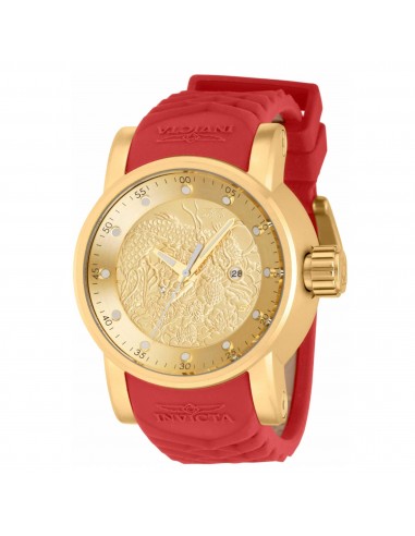 Invicta Men's Quartz Watch - S1 Rally Gold Dial Red and Beige Silicone Strap | 41140 le concept de la Pate a emporter 