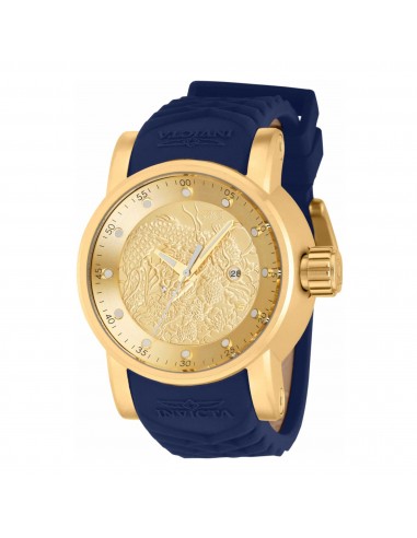 Invicta Men's Quartz Watch - S1 Rally Gold Dial Blue and Beige Rubber Strap | 41143 de pas cher