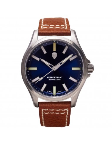 Protek Unisex Watch - Field Series Japanese Quartz Blue Dial Leather Strap | 3003 ou a consommer sur place