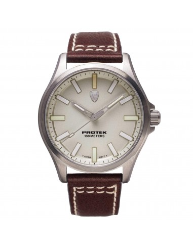 Protek Unisex Watch - Field Series Japanese Quartz Ivory Dial Leather Strap | 3004 le concept de la Pate a emporter 