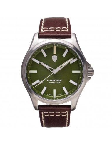 Protek Unisex Watch - Field Series Japanese Quartz Green Dial Leather Strap | 3005 Faites des économies