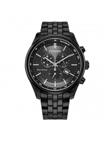 Citizen Men's Chrono Watch - Eco-Drive Black Stainless Steel Bracelet | AT2145-86E brillant des détails fins