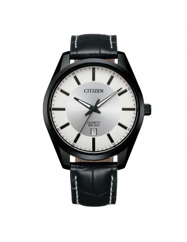 Citizen Men's Watch - Japanese Quartz Silver Dial Black Leather Strap | BI1035-09A du meilleur 