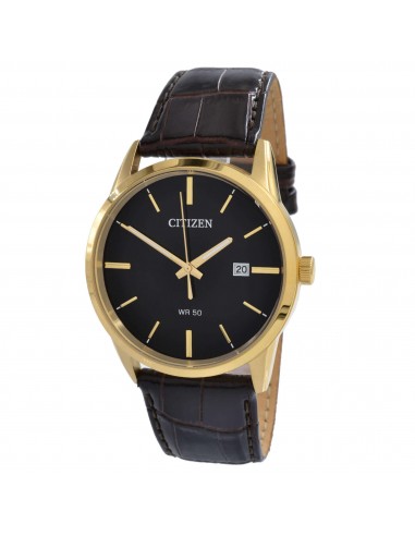 Citizen Men's Watch - Japanese Quartz Black Dial Black Leather Strap | BI5002-06E pas cher