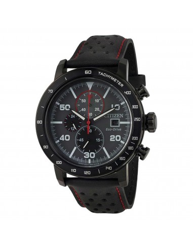 Citizen Men's Chronograph Watch - Eco-Drive Grey and Black Dial Strap | CA0645-15H brillant des détails fins