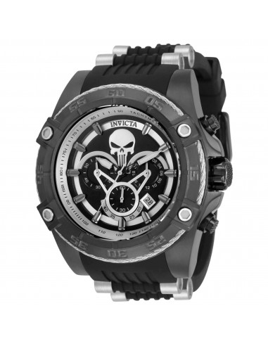 Invicta Men's Chronograph Watch - Marvel Punisher Grey and Black Dial Strap | 35558 le concept de la Pate a emporter 