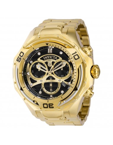 Invicta Men's Chrono Watch - Mammoth Day-Date Black Dial Yellow Gold Bracelet | 38089 les ligaments