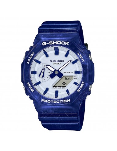 Casio Men's Quartz Watch - G-Shock White Ana-Digi Dial Blue Resin Strap | GA2100BWP-2A brillant des détails fins