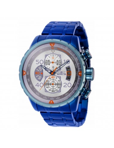 Invicta Men's Chronograph Watch - Aviator Silver Dial Blue Steel Bracelet  | 40707 en linge