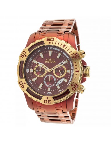 Invicta Men's Quartz Chrono Watch - Pro Diver Burgundy Dial Steel Bracelet | 40906 Jusqu'à 80% De Réduction