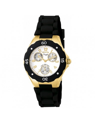 Invicta 0717 Women's Angel White Dial Gold Plated Steel Black Rubber Strap Watch d'Europe débarque