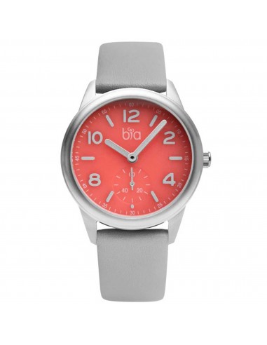 BIA Women's Quartz Watch - Suffragette Pink Dial Grey Genuine Leather Strap | B1016 JUSQU'A -70%! 