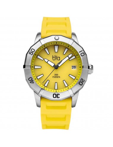 Bia Women's Watch - Rosie Rotating Bezel Date Display Yellow Silicone Strap | B2014 2023