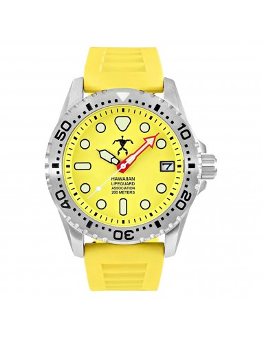 Hawaiian Lifeguard Association Men's Watch - Rotating Bezel Rubber Strap | HLA 5408 brillant des détails fins