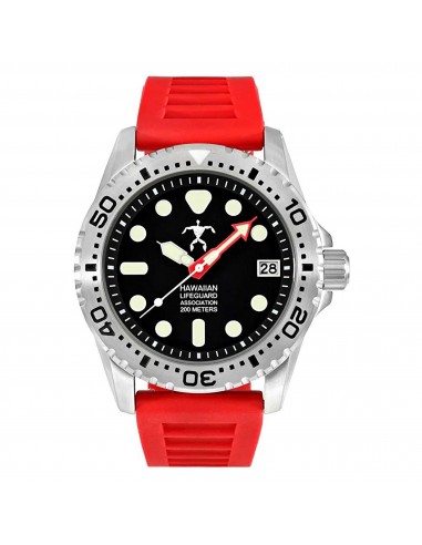 Hawaiian Lifeguard Association Men's Watch - Date Rotating Bezel Red Strap | HLA 5410 Vous souhaitez 