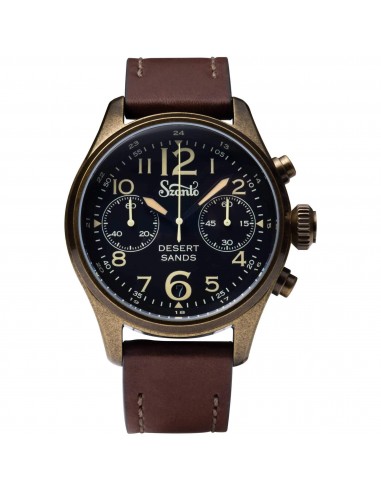 Szanto Men's Chronograph Watch - Desert Sands Antique Gold Case Brown Strap | SZ 4552 Véritable concentré