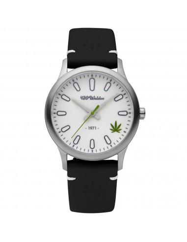 420Waldos Women's Watch - MaryJane White Illuminating Dial Black Leather Strap | W2001 outlet