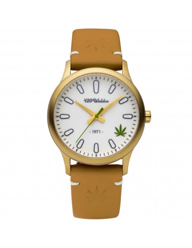 420Waldos Women's Watch - MaryJane White Illuminating Dial Brown Leather Strap | W2002 Par le système avancé 