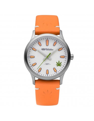 420Waldos Women's Quartz Watch - Mary Jane Orange Soft Genuine Leather Strap | W2004 Comparez et commandez 