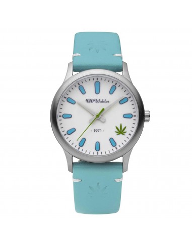 420Waldos Women's Quartz Watch - Mary Jane Blue Soft Genuine Leather Strap | W2005 hantent personnes