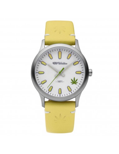 420Waldos Women's Quartz Watch - Mary Jane White Dial Yellow Leather Strap | W2006 2023