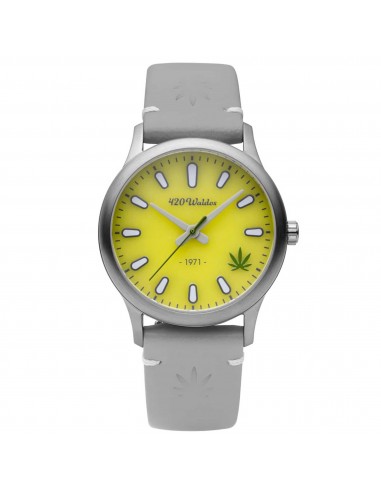 420Waldos Women's Quartz Watch - Mary Jane Yellow Dial Grey Leather Strap | W2009 offre 