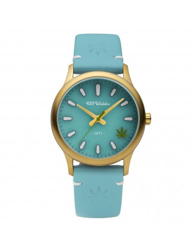 420Waldos Women's Quartz Watch - Mary Jane Soft Blue Genuine Leather Strap | W2012 Pour