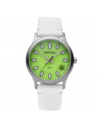 420Waldos Women's Quartz Watch - Mary Jane Green Dial White Leather Strap | W2017 pour bénéficier 