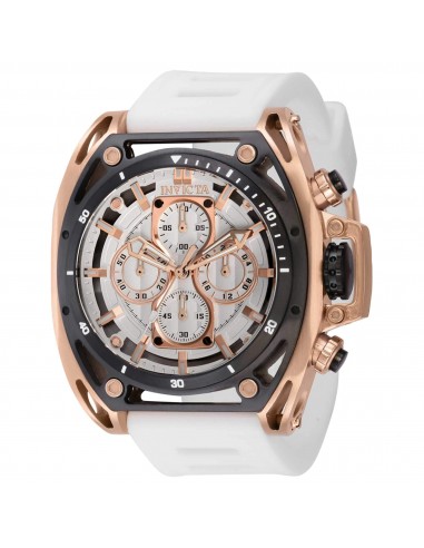 Invicta Men's Chrono Watch - S1 Rally Rose Gold and Black Bezel White Strap | 39162 Venez découvrir notre 