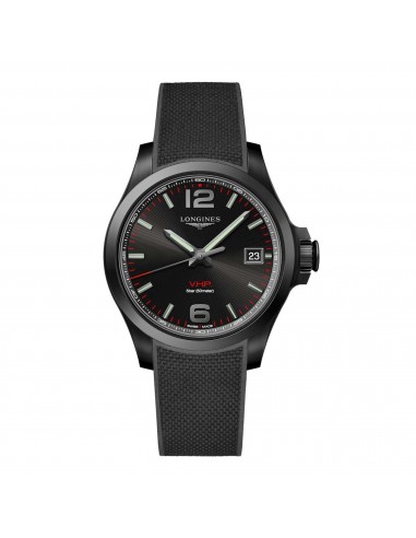 Longines Men's Watch - Conquest V.H.P. Date Display Black Rubber Strap | L37162569 les ctes