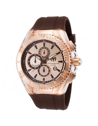 Technomarine TM-115217 Men's Cruise Star Rose Gold Dial Brown Silicone Strap Chronograph Dive Watch online