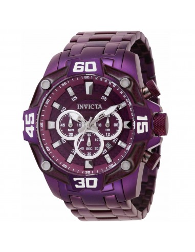 Invicta Men's Chrono Watch - Pro Diver Dark Purple and Silver Dial Bracelet | 40253 pas chere