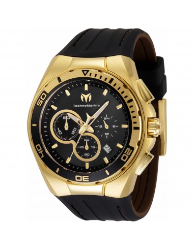 Technomarine Men's Chrono Watch - Cruise Steel Black and Gold Dial Strap | TM-120020 de France