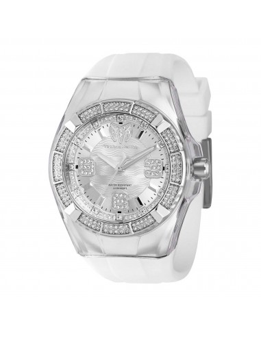 Technomarine Men's Watch - Cruise Glitz Silver Dial White Silicone Strap | TM-121092 Pour