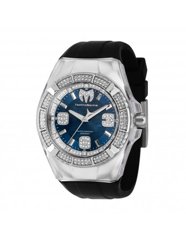 Technomarine Men's Watch - Cruise Glitz Blue Dial Black Silicone Strap | TM-121095 de pas cher