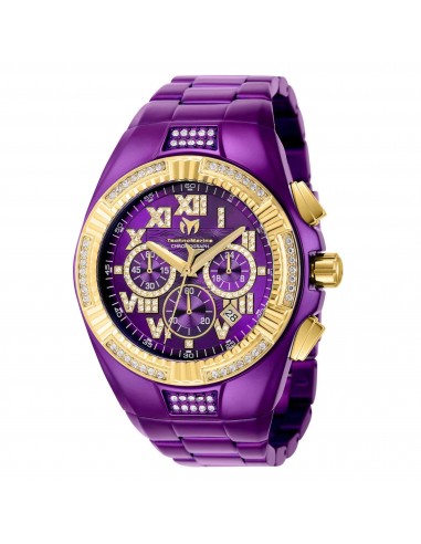 Technomarine Men's Watch - Cruise Chrono Gold Tone Bezel Purple Bracelet | TM-121235 la colonne vertébrale