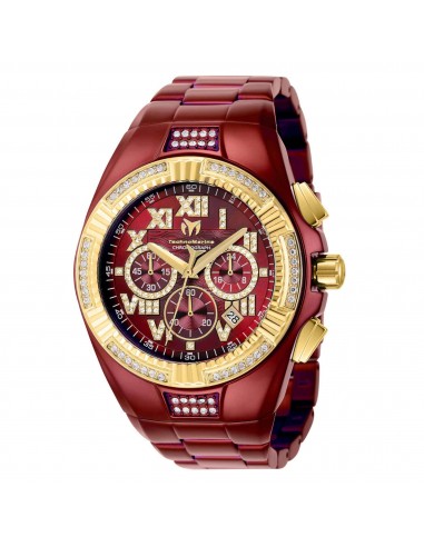 Technomarine Men's Watch - Cruise Chrono Gold Tone Bezel Red Bracelet | TM-121236 Faites des économies