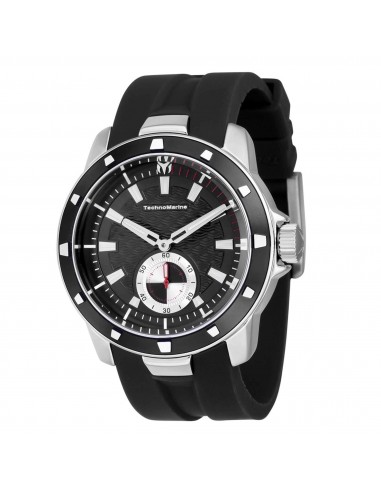 Technomarine Men's Quartz Watch - UF6 Silver Tone Case Black Dial Strap | TM-621004 est présent 