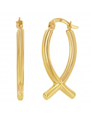 Classic Gold+ Women's Earrings - 14K Yellow Gold Twisted Hoop | 14A-118 Vous souhaitez 