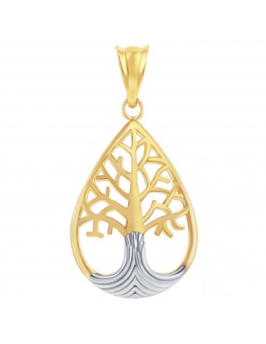 Classic Gold+ Women's Pendant - 14K Yellow and White Gold Tree of Life | 14J-210 livraison et retour toujours gratuits