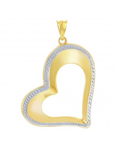 Classic Gold+ Women's Pendant - 14K Yellow and White Gold Open Heart | 14J-219 france